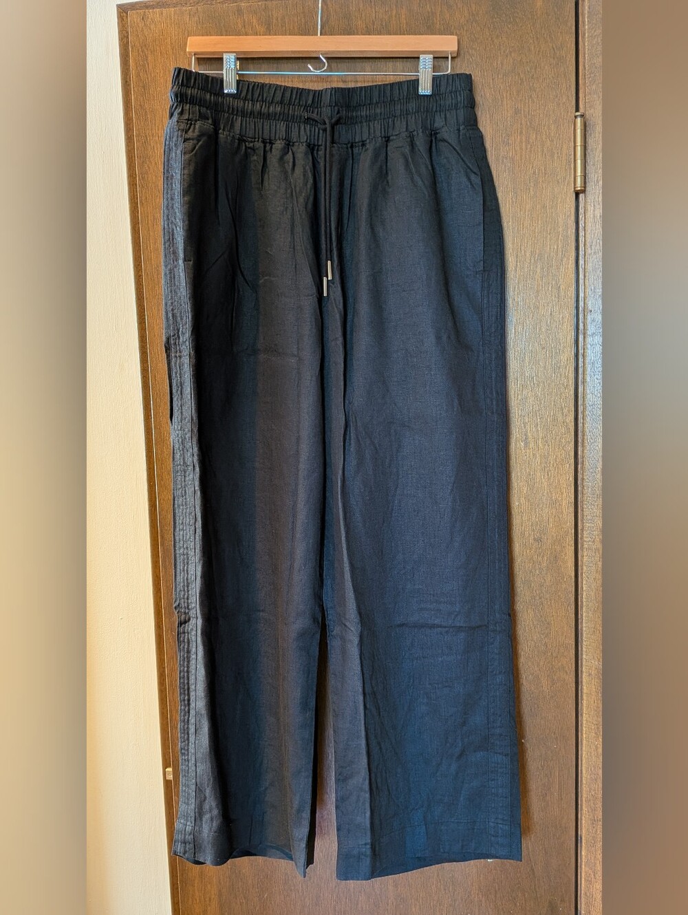 Quince European Linen Wide Leg Pants, Black Size L - Picture 2 of 4